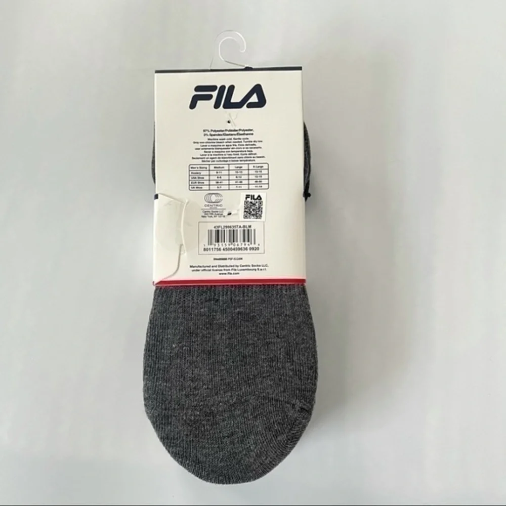 Fila men’s liner socks 6 pack black gray size 8-12
